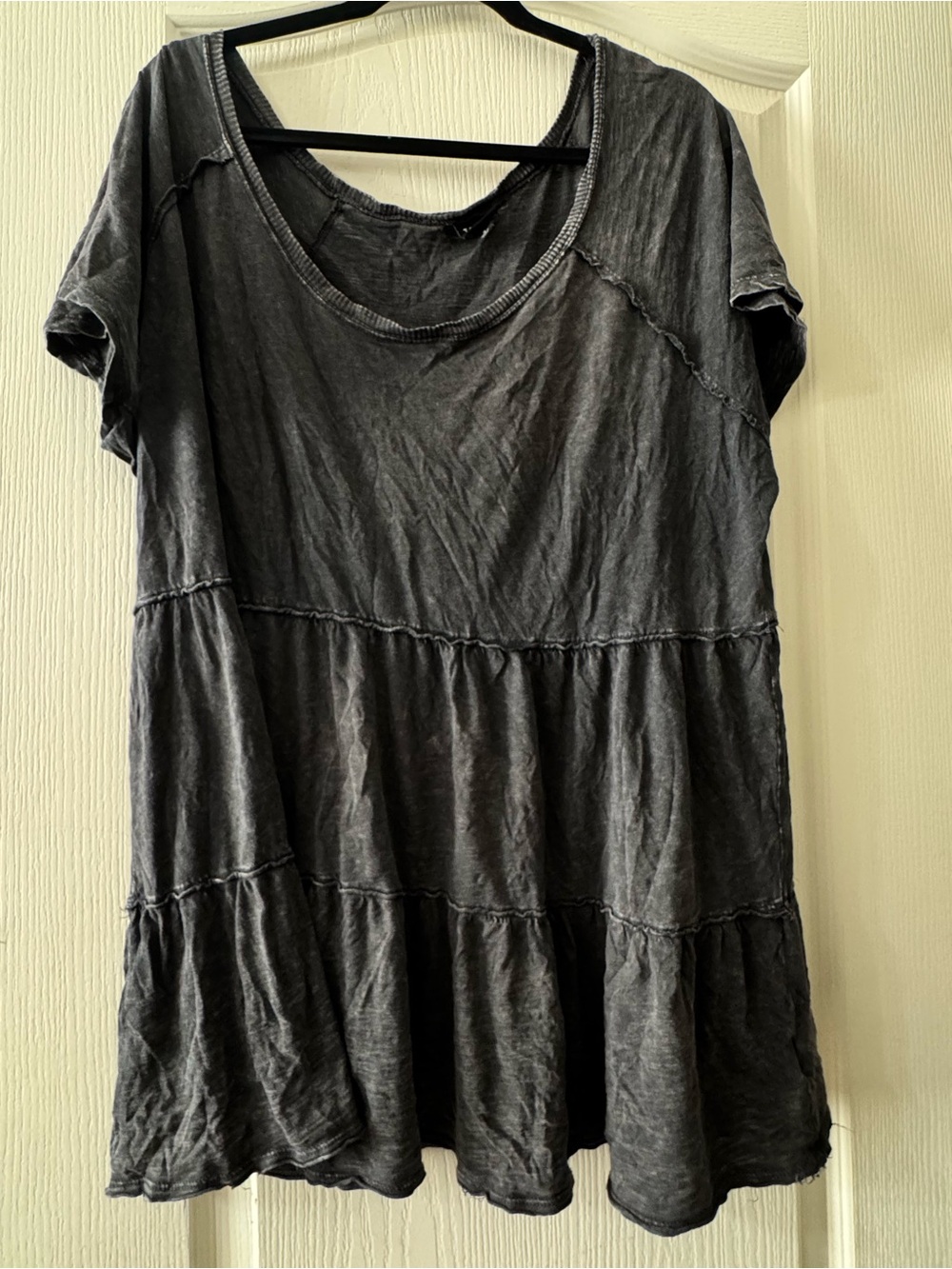 TORRID 3X Washed Black Tiered Short-Sleeve Tunic